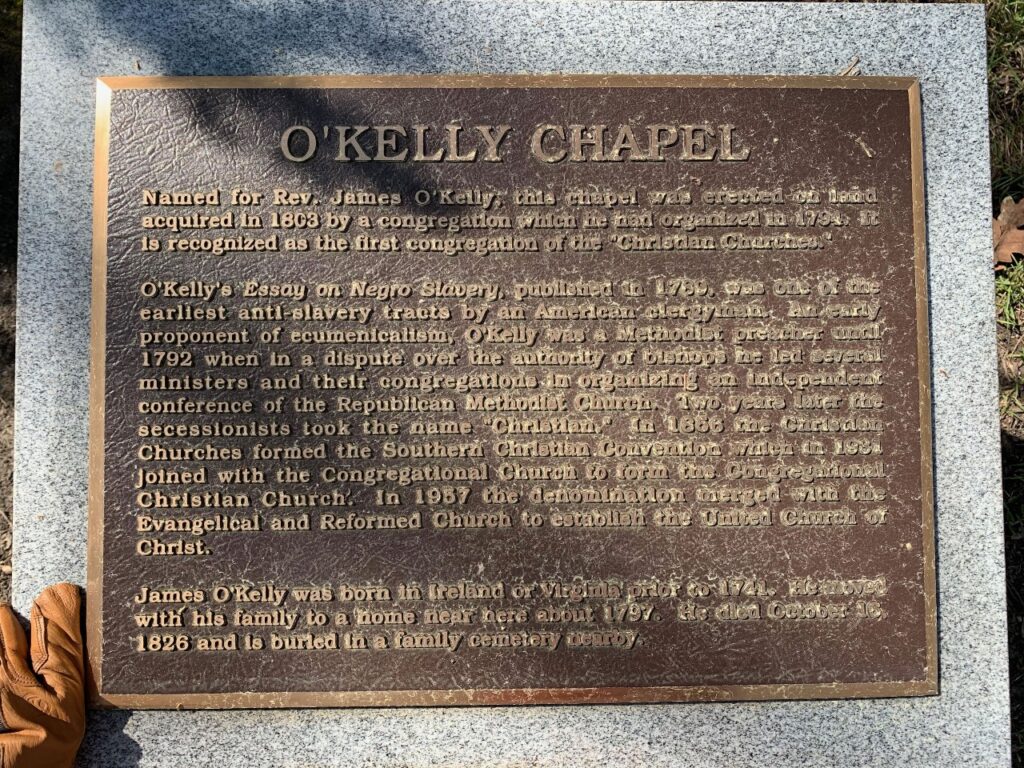 okelly chapel christian church plaque